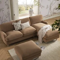 Daphnis Camel Velvet Sofa, Grande Chaise Sofa Right Hand Facing -Daals Store GCSF 2443 CAMEL VEL RIGHT scene2