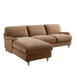 Daphnis Camel Velvet Sofa, Grande Chaise Sofa Left Hand Facing 23 Daphnis Camel Velvet Sofa, Grande Chaise Sofa Left Hand Facing -Daals Store GCSF 2443 CAMEL VEL LEFT WB3