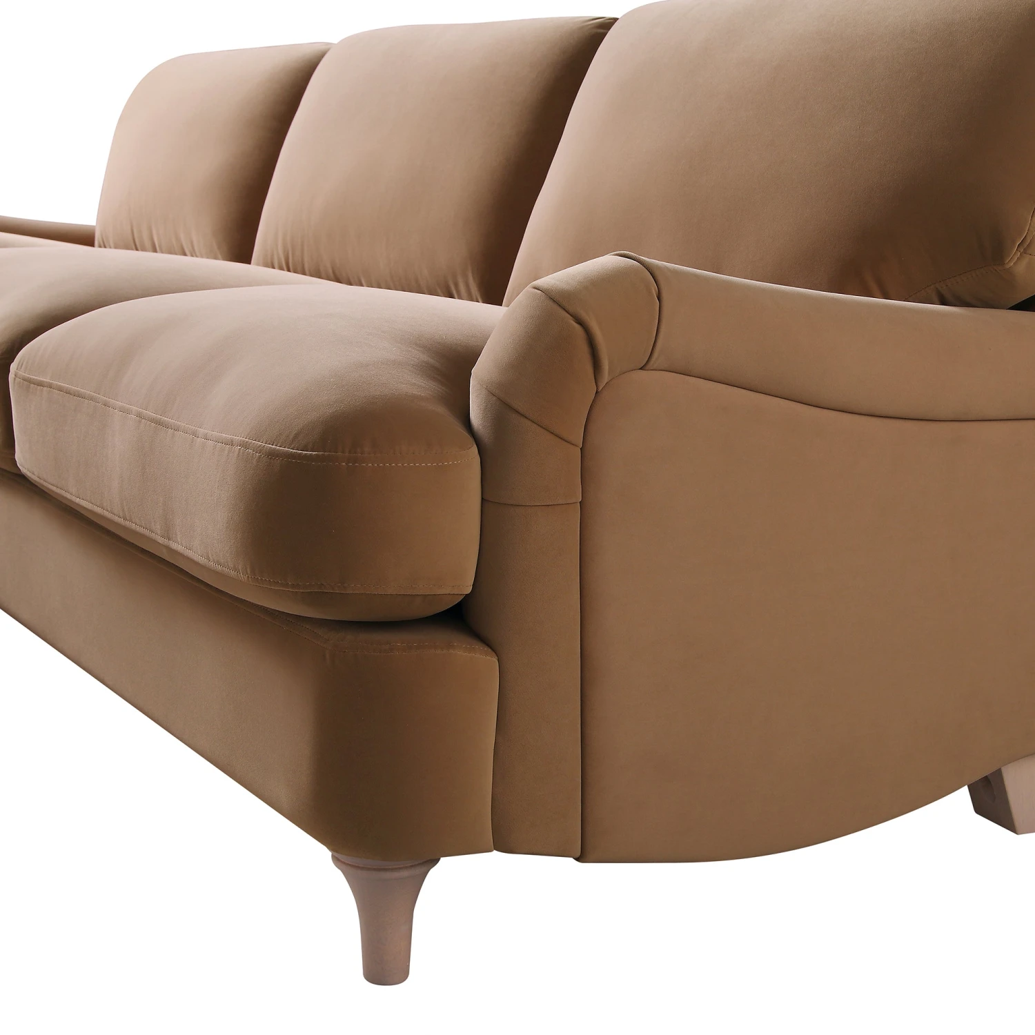 Daphnis Camel Velvet Sofa, Grande Chaise Sofa Left Hand Facing 13 Daphnis Camel Velvet Sofa, Grande Chaise Sofa Left Hand Facing - Image 13