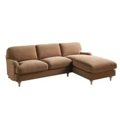 Daphnis Camel Velvet Sofa, Grande Chaise Sofa Right Hand Facing -Daals Store GCSF 2443 CAMEL VEL RIGHT WB1