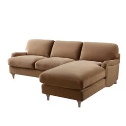 Daphnis Camel Velvet Sofa, Grande Chaise Sofa Right Hand Facing -Daals Store GCSF 2443 CAMEL VEL RIGHT WB3