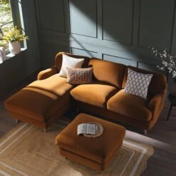 Daphnis Cinnamon Velvet Sofa, Grande Chaise Sofa Left Hand Facing -Daals Store GCSF 2443 CMON VEL LEFT scene2