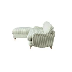 Daphnis Green Striped Linen Blend Sofa, Grande Chaise Sofa Left Hand Facing 14 Daphnis Green Striped Linen Blend Sofa, Grande Chaise Sofa Left Hand Facing -Daals Store GCSF 2443 GREEN STRIPE LEFT WB4