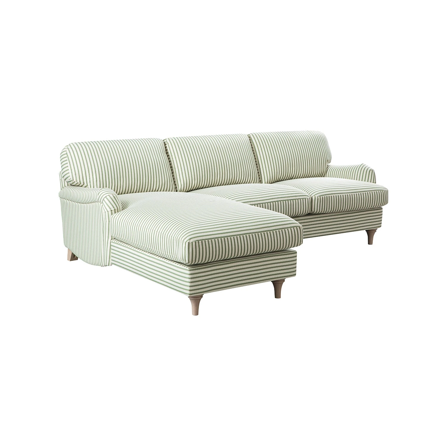 Daphnis Green Striped Linen Blend Sofa, Grande Chaise Sofa Left Hand Facing 7 Daphnis Green Striped Linen Blend Sofa, Grande Chaise Sofa Left Hand Facing - Image 7