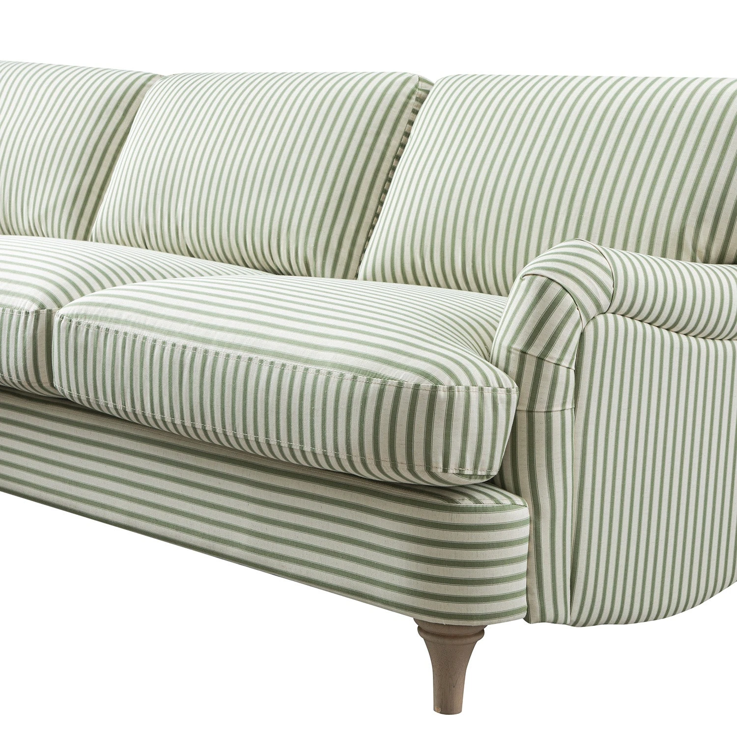 Daphnis Green Striped Linen Blend Sofa, Grande Chaise Sofa Left Hand Facing 8 Daphnis Green Striped Linen Blend Sofa, Grande Chaise Sofa Left Hand Facing - Image 8