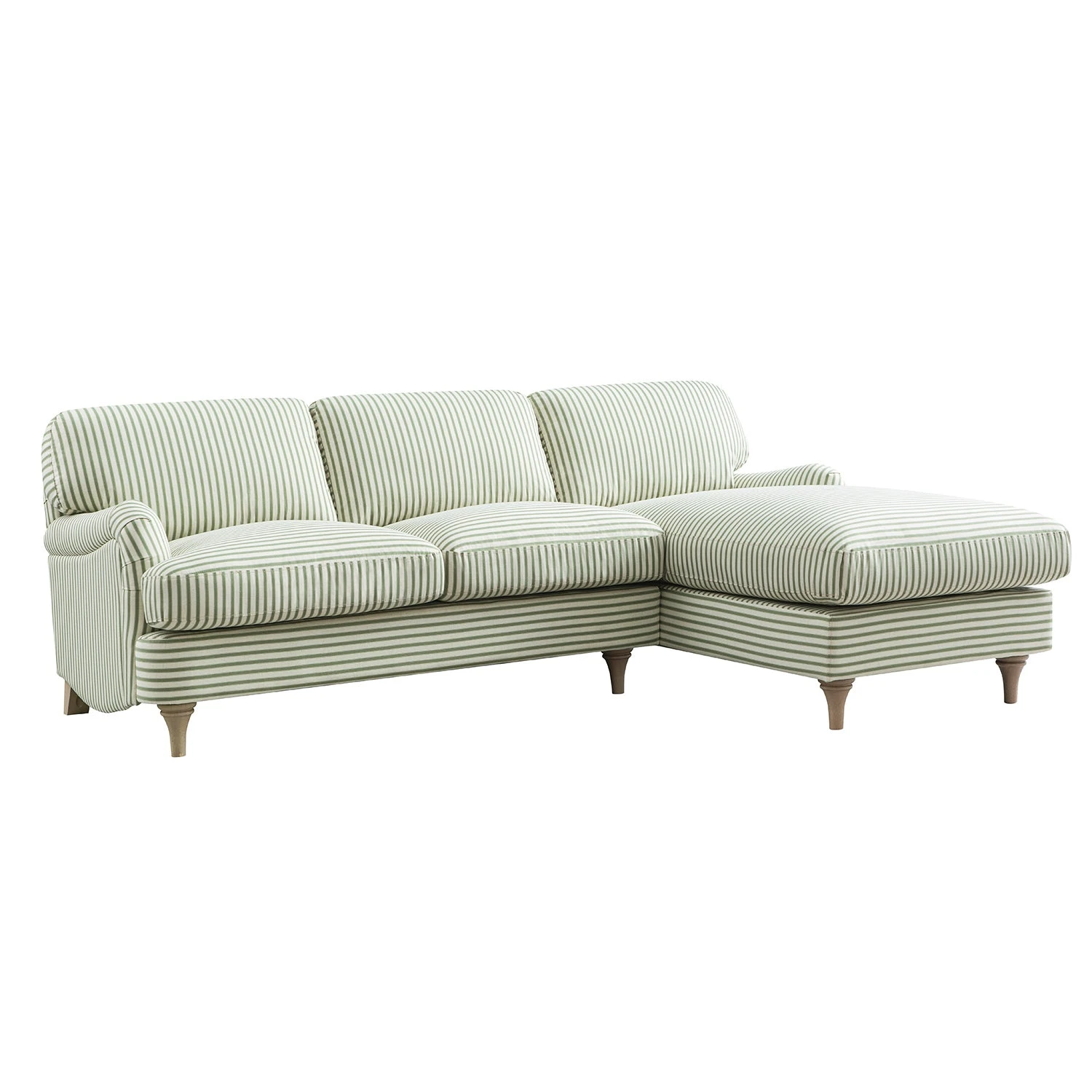 Daphnis Green Striped Linen Blend Sofa, Grande Chaise Sofa Right Hand Facing 1 Daphnis Green Striped Linen Blend Sofa, Grande Chaise Sofa Right Hand Facing