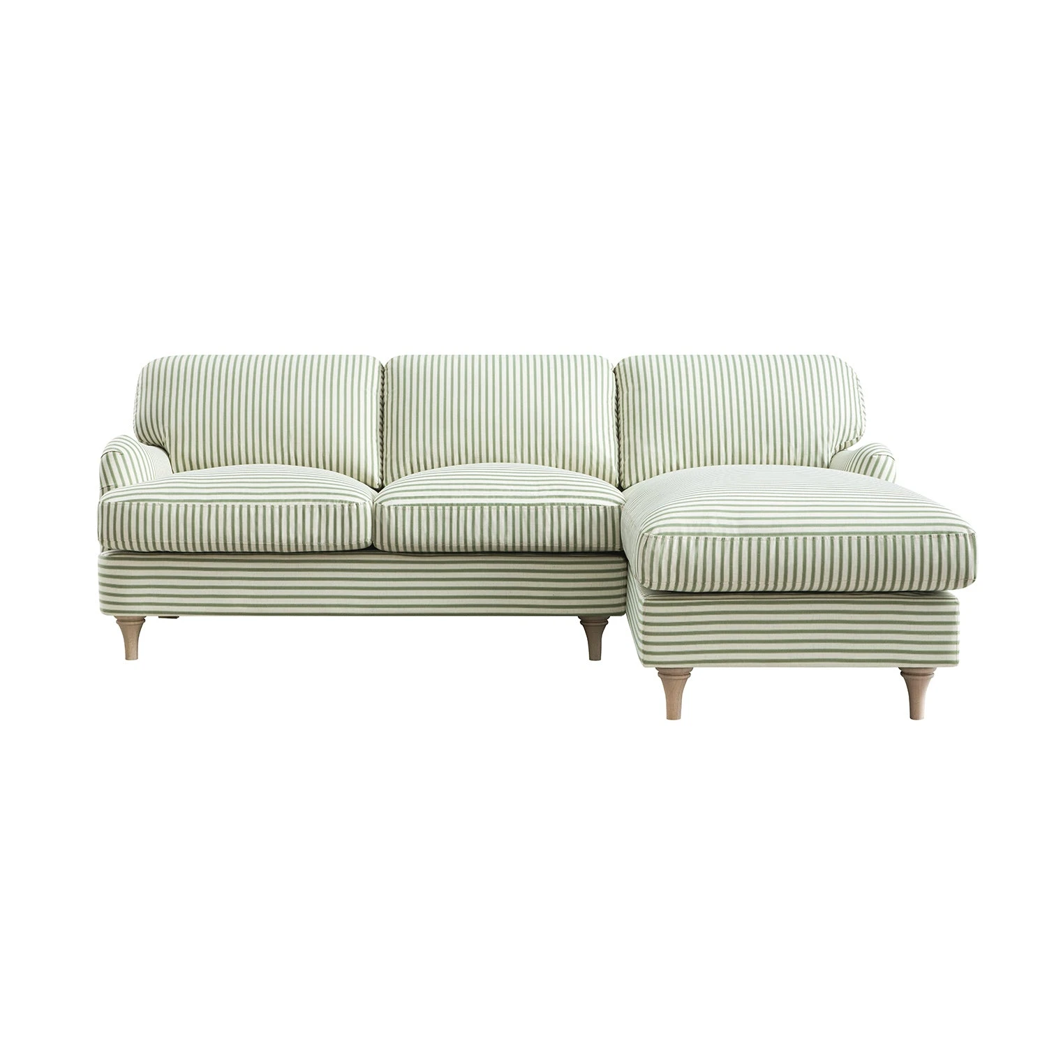 Daphnis Green Striped Linen Blend Sofa, Grande Chaise Sofa Right Hand Facing 2 Daphnis Green Striped Linen Blend Sofa, Grande Chaise Sofa Right Hand Facing - Image 2
