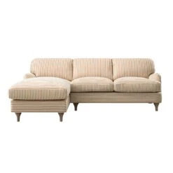Daphnis Ochre Striped Linen Blend Sofa, Grande Chaise Sofa Left Hand Facing -Daals Store GCSF 2443 OCHRE STRIPE LEFT WB2