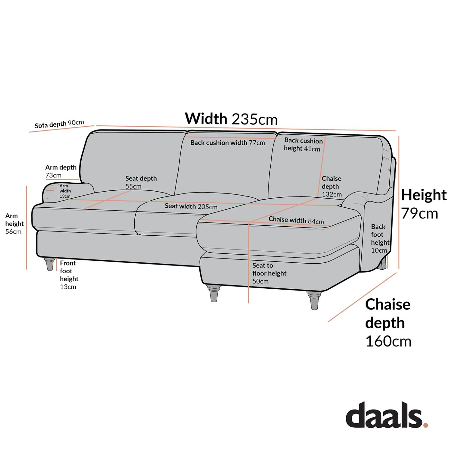 Daphnis Fudge Velvet Sofa, Grande Chaise Sofa Right Hand Facing 7 Daphnis Fudge Velvet Sofa, Grande Chaise Sofa Right Hand Facing - Image 7
