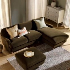 Daphnis Seaweed Velvet Sofa, Grande Chaise Sofa Right Hand Facing -Daals Store GCSF 2443 SWEED VEL RIGHT scene2