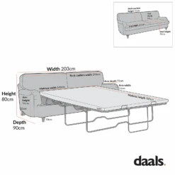 Daphnis Ochre Striped Linen Blend Sofa Bed, Large 3-Seater -Daals Store GCSF 2603 3ST CHART 2