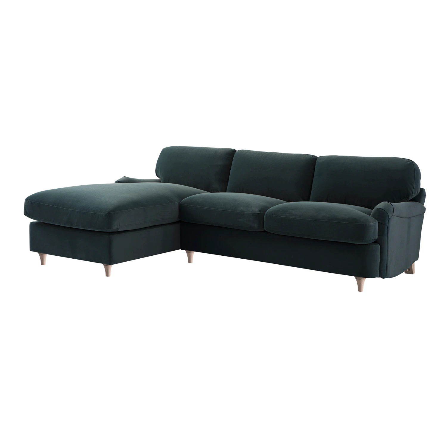 Daphnis Aegean Blue Velvet Sofa Bed, Grande Chaise Left Hand Facing 4 Daphnis Aegean Blue Velvet Sofa Bed, Grande Chaise Left Hand Facing - Image 4