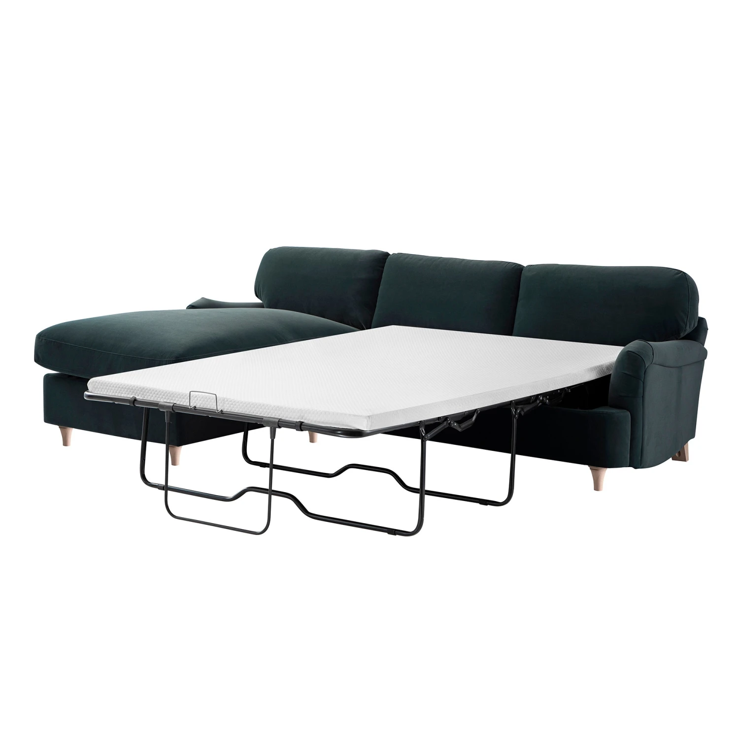 Daphnis Aegean Blue Velvet Sofa Bed, Grande Chaise Left Hand Facing 2 Daphnis Aegean Blue Velvet Sofa Bed, Grande Chaise Left Hand Facing - Image 2