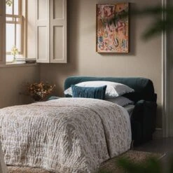 Daphnis Aegean Blue Velvet Sofa Bed, Loveseat -Daals Store GCSF 2603 AEGEAN VEL LOVESEAT scene1