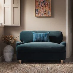 Daphnis Aegean Blue Velvet Sofa Bed, Loveseat -Daals Store GCSF 2603 AEGEAN VEL LOVESEAT scene2