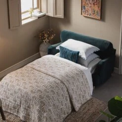 Daphnis Aegean Blue Velvet Sofa Bed, Loveseat -Daals Store GCSF 2603 AEGEAN VEL LOVESEAT scene5