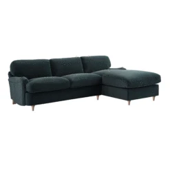 Daphnis Aegean Blue Velvet Sofa Bed, Grande Chaise Right Hand Facing -Daals Store GCSF 2603 AEGEAN VEL RIGHT GIF