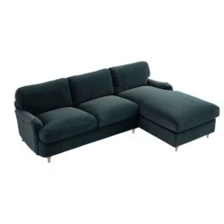 Daphnis Aegean Blue Velvet Sofa Bed, Grande Chaise Right Hand Facing -Daals Store GCSF 2603 AEGEAN VEL RIGHT WB5