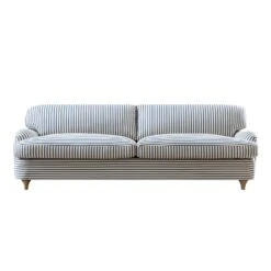 Daphnis Blue Striped Linen Blend Sofa Bed, Large 3-Seater
