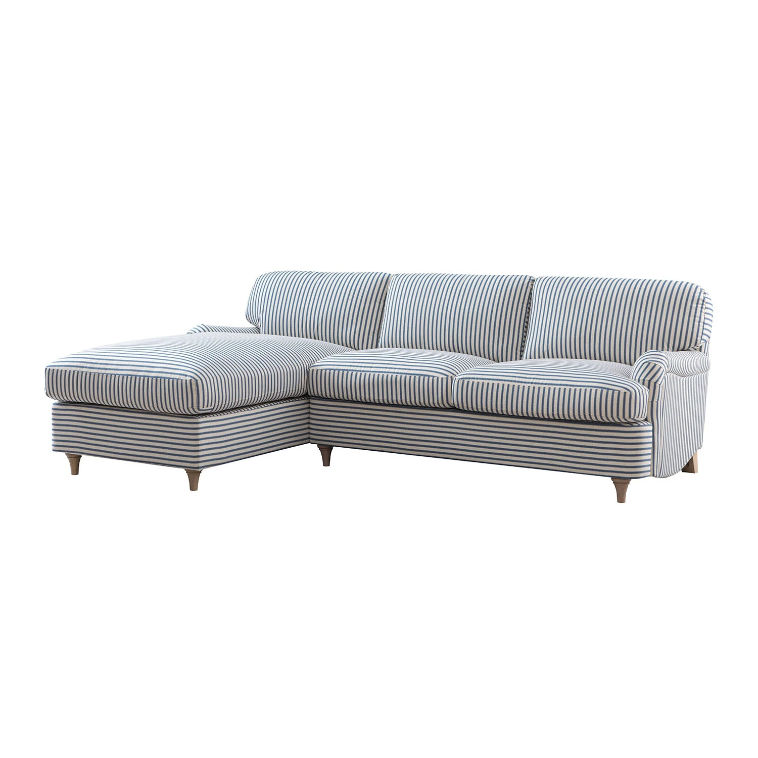Daphnis Blue Striped Linen Blend Sofa Bed, Grande Chaise Left Hand Facing 9 Daphnis Blue Striped Linen Blend Sofa Bed, Grande Chaise Left Hand Facing - Image 9