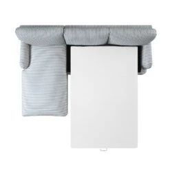 Daphnis Blue Striped Linen Blend Sofa Bed, Grande Chaise Left Hand Facing 25 Daphnis Blue Striped Linen Blend Sofa Bed, Grande Chaise Left Hand Facing -Daals Store GCSF 2603 BLUE STRIPE LEFT WB4