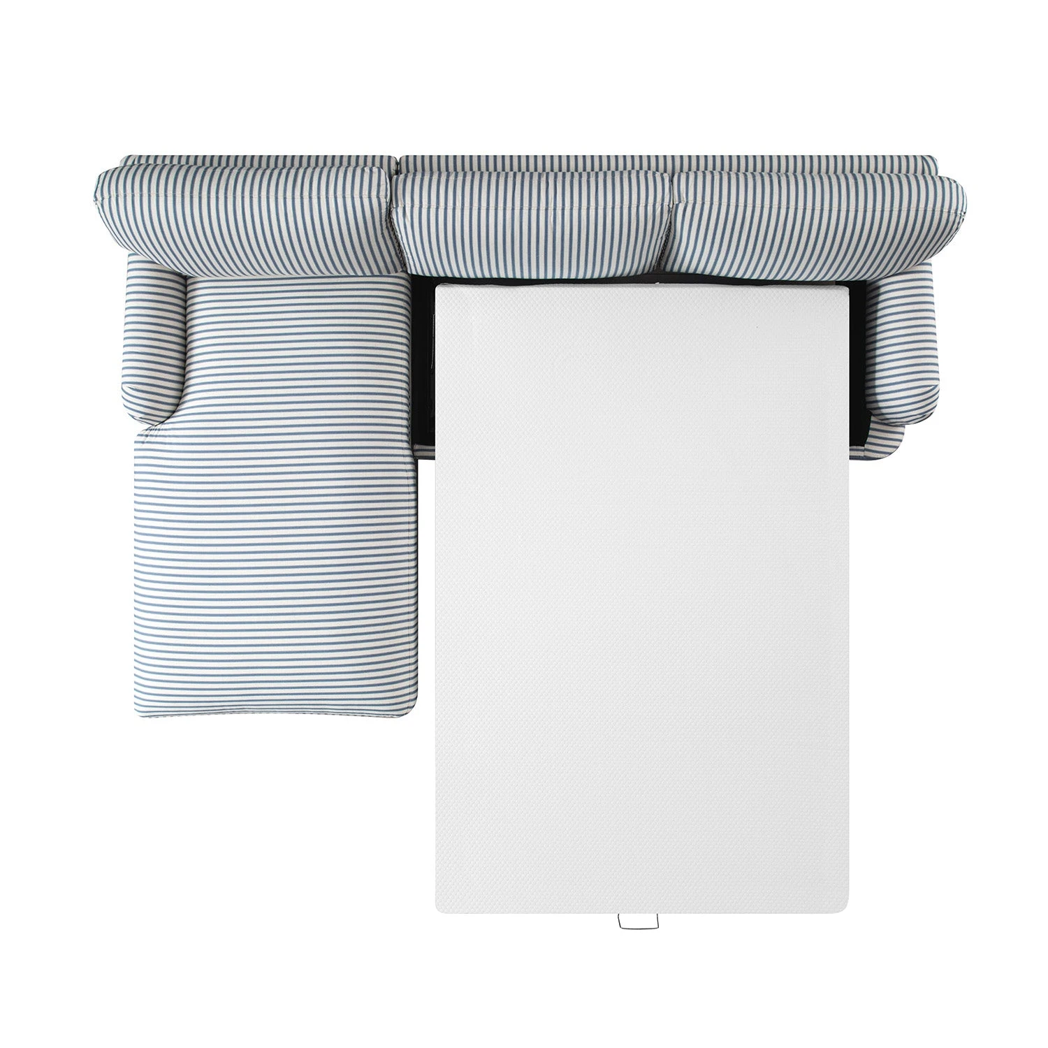 Daphnis Blue Striped Linen Blend Sofa Bed, Grande Chaise Left Hand Facing 13 Daphnis Blue Striped Linen Blend Sofa Bed, Grande Chaise Left Hand Facing - Image 13