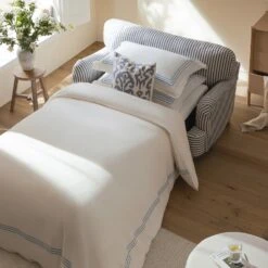 Daphnis Blue Striped Linen Blend Fabric Sofa Bed, Loveseat 23 Daphnis Blue Striped Linen Blend Fabric Sofa Bed, Loveseat -Daals Store GCSF 2603 BLUE STRIPE LOVESEAT scene4