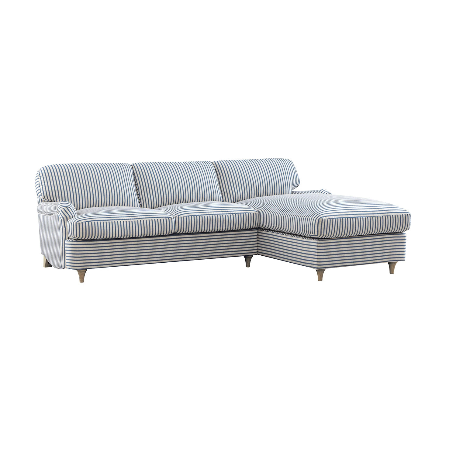 Daphnis Blue Striped Linen Blend Sofa Bed, Grande Chaise Right Hand Facing 11 Daphnis Blue Striped Linen Blend Sofa Bed, Grande Chaise Right Hand Facing - Image 11
