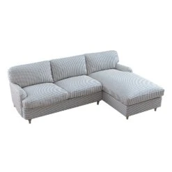 Daphnis Blue Striped Linen Blend Sofa Bed, Grande Chaise Right Hand Facing 20 Daphnis Blue Striped Linen Blend Sofa Bed, Grande Chaise Right Hand Facing -Daals Store GCSF 2603 BLUE STRIPE RIGHT WB1