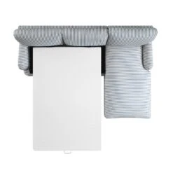 Daphnis Blue Striped Linen Blend Sofa Bed, Grande Chaise Right Hand Facing 25 Daphnis Blue Striped Linen Blend Sofa Bed, Grande Chaise Right Hand Facing -Daals Store GCSF 2603 BLUE STRIPE RIGHT WB4