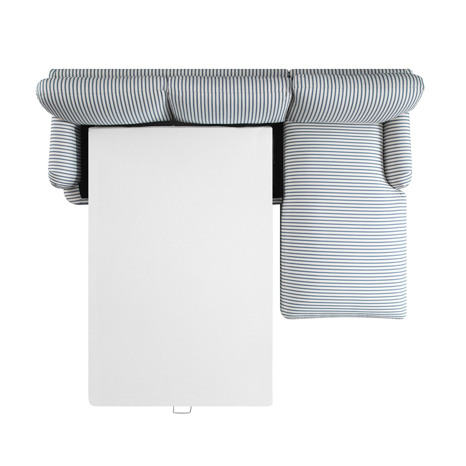 Daphnis Blue Striped Linen Blend Sofa Bed, Grande Chaise Right Hand Facing 13 Daphnis Blue Striped Linen Blend Sofa Bed, Grande Chaise Right Hand Facing - Image 13