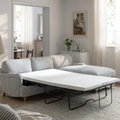 Daphnis Blue Striped Linen Blend Sofa Bed, Grande Chaise Right Hand Facing 16 Daphnis Blue Striped Linen Blend Sofa Bed, Grande Chaise Right Hand Facing -Daals Store GCSF 2603 BLUE STRIPE RIGHT scene2