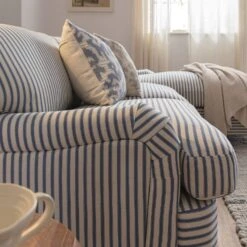 Daphnis Blue Striped Linen Blend Sofa Bed, Grande Chaise Right Hand Facing 19 Daphnis Blue Striped Linen Blend Sofa Bed, Grande Chaise Right Hand Facing -Daals Store GCSF 2603 BLUE STRIPE RIGHT scene5