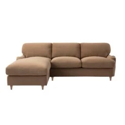 Daphnis Camel Velvet Sofa Bed, Grande Chaise Left Hand Facing -Daals Store GCSF 2603 CAMEL VEL LEFT WB3