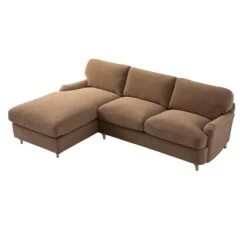 Daphnis Camel Velvet Sofa Bed, Grande Chaise Left Hand Facing -Daals Store GCSF 2603 CAMEL VEL LEFT WB5