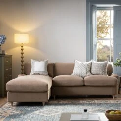Daphnis Camel Velvet Sofa Bed, Grande Chaise Left Hand Facing -Daals Store GCSF 2603 CAMEL VEL LEFT scene2