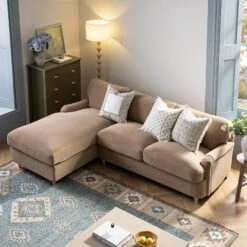 Daphnis Camel Velvet Sofa Bed, Grande Chaise Left Hand Facing -Daals Store GCSF 2603 CAMEL VEL LEFT scene3