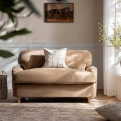 Daphnis Camel Velvet Sofa Bed, Loveseat -Daals Store GCSF 2603 CAMEL VEL LOVESEAT scene3