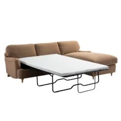 Daphnis Camel Velvet Sofa Bed, Grande Chaise Right Hand Facing -Daals Store GCSF 2603 CAMEL VEL RIGHT WB2