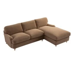 Daphnis Camel Velvet Sofa Bed, Grande Chaise Right Hand Facing -Daals Store GCSF 2603 CAMEL VEL RIGHT WB5