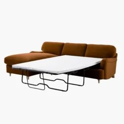 Daphnis Cinnamon Velvet Sofa Bed, Grande Chaise Left Hand Facing -Daals Store GCSF 2603 CMON VEL LEFT WB2