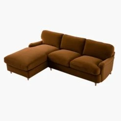Daphnis Cinnamon Velvet Sofa Bed, Grande Chaise Left Hand Facing -Daals Store GCSF 2603 CMON VEL LEFT WB4