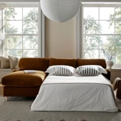 Daphnis Cinnamon Velvet Sofa Bed, Grande Chaise Left Hand Facing -Daals Store GCSF 2603 CMON VEL LEFT scene2