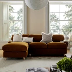 Daphnis Cinnamon Velvet Sofa Bed, Grande Chaise Left Hand Facing -Daals Store GCSF 2603 CMON VEL LEFT scene3