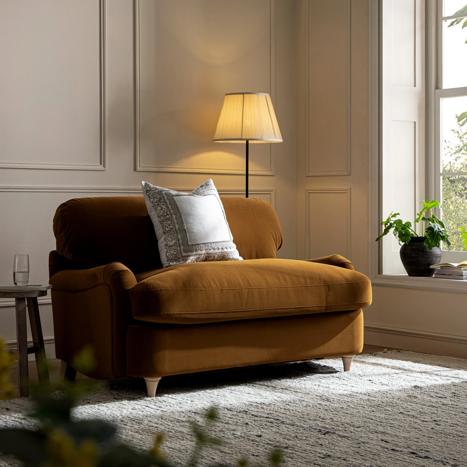 Daphnis Cinnamon Velvet Sofa Bed, Loveseat 2 Daphnis Cinnamon Velvet Sofa Bed, Loveseat - Image 2