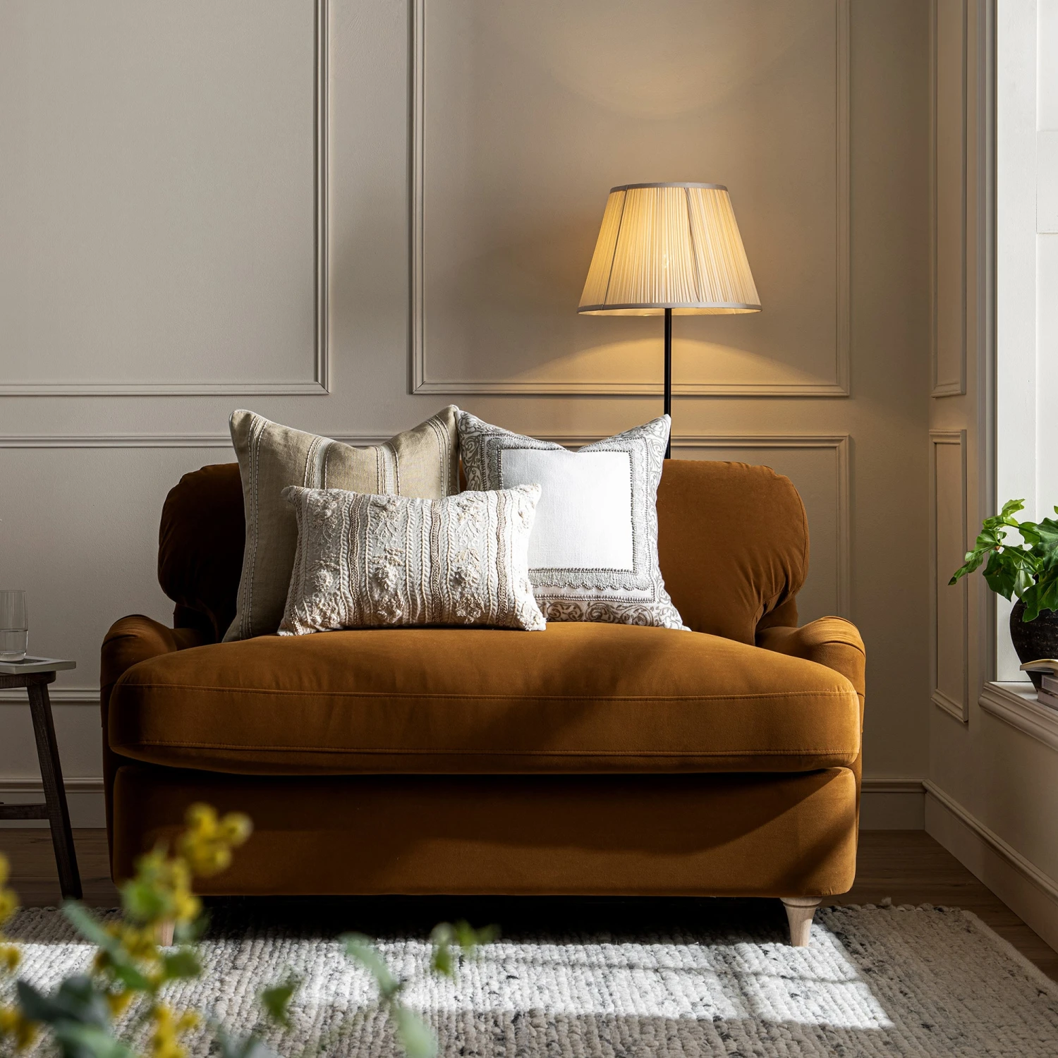 Daphnis Cinnamon Velvet Sofa Bed, Loveseat 4 Daphnis Cinnamon Velvet Sofa Bed, Loveseat - Image 4