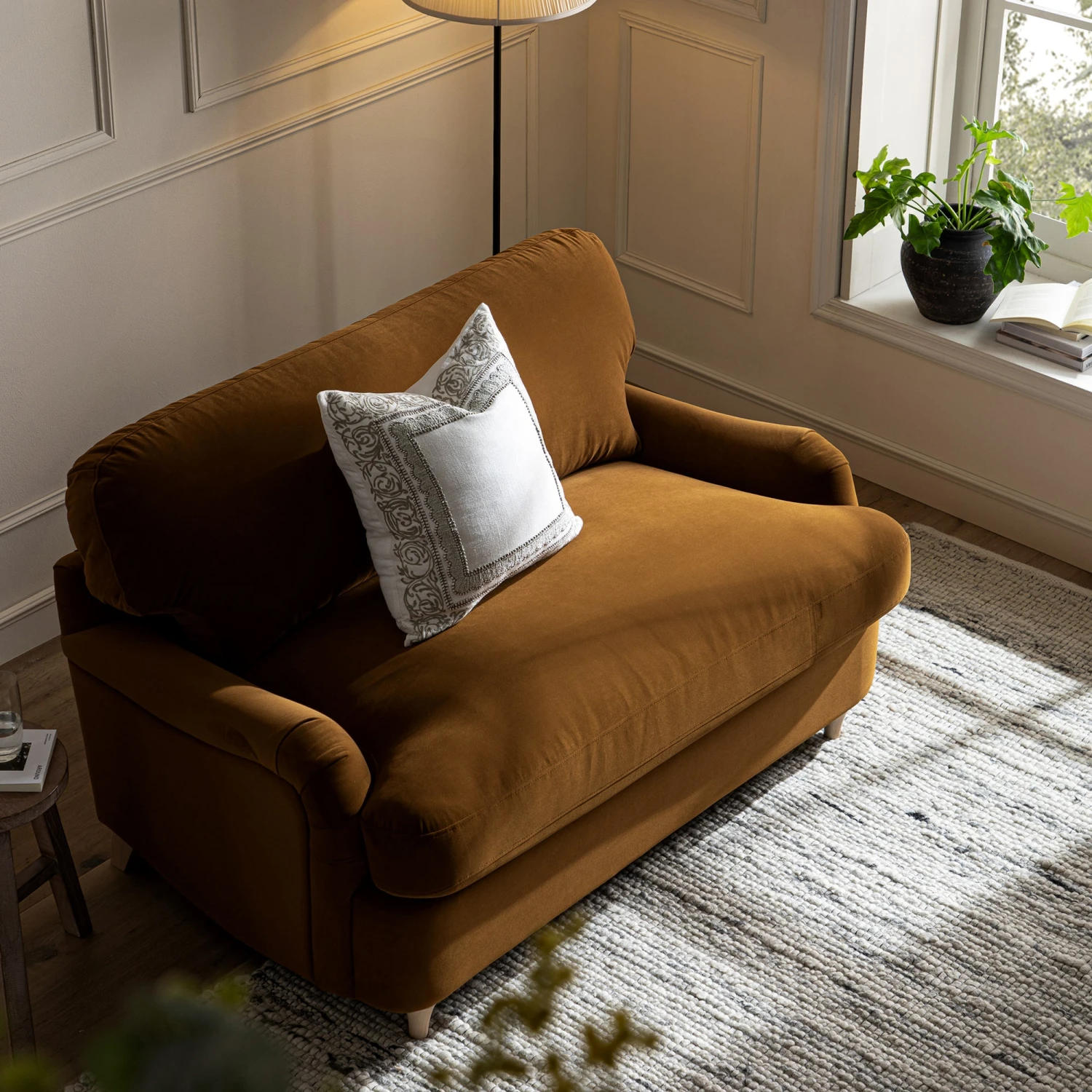 Daphnis Cinnamon Velvet Sofa Bed, Loveseat 6 Daphnis Cinnamon Velvet Sofa Bed, Loveseat - Image 6