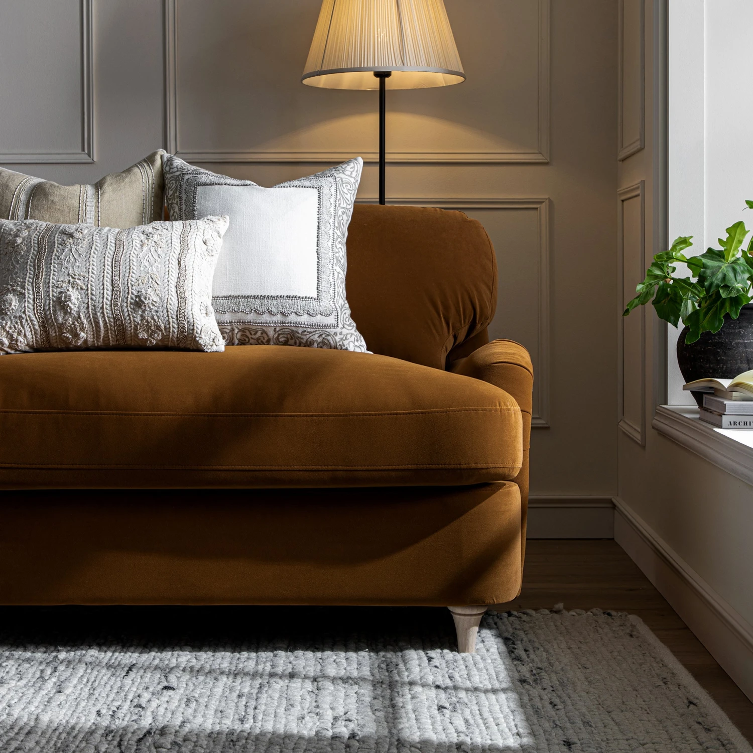 Daphnis Cinnamon Velvet Sofa Bed, Loveseat 7 Daphnis Cinnamon Velvet Sofa Bed, Loveseat - Image 7