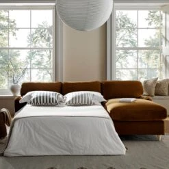 Daphnis Cinnamon Velvet Sofa Bed, Grande Chaise Sofa Right Hand Facing -Daals Store GCSF 2603 CMON VEL RIGHT scene2