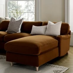Daphnis Cinnamon Velvet Sofa Bed, Grande Chaise Sofa Right Hand Facing -Daals Store GCSF 2603 CMON VEL RIGHT scene4